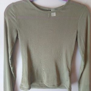 Olive Divided Net See Through LS Shirt